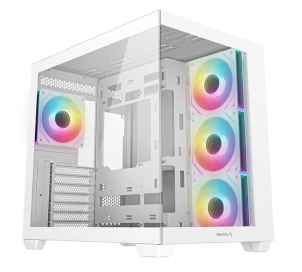 DeepCool CG530 4F WH ATX Case, Tempered Glass, 4 Pre-Instaled Fans, USB3.0×2、Gen2 Type-C x1、Audio/Mic×1, Cable, Supports Rear Connect