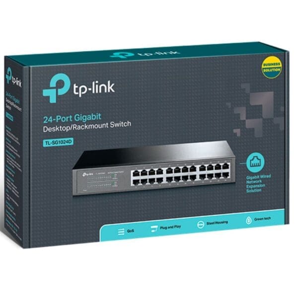 TP-Link TL-SG1024D 24-Port Gigabit Desktop/Rackmount Unmanaged Switch energy-efficient Supports MAC Plug play 48Gbps Switching Capacity