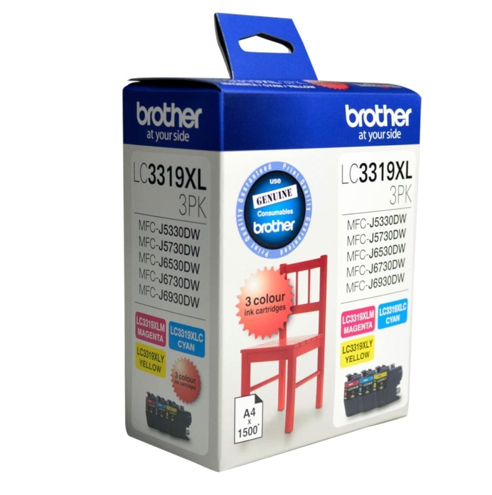 Brother LC-3319XL Colour Value Pack 1X Cyan 1X Magenta 1X Yellow-MFC-J5330DW/J5730DW/J6530DW/J6730DW/J6930DW - up to 3000 P