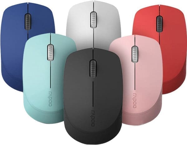 RAPOO M100 2.4GHz Bluetooth 3 / 4 Quiet Click Wireless Mouse Blue - 1300dpi Connects up to 3 Devices, 9 months Battery Life