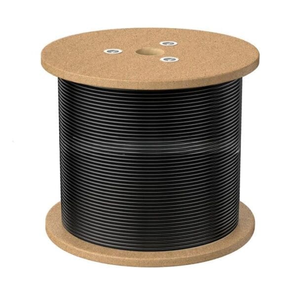 8Ware 350m CAT6A UTP LAN Network Cable Roll on Reel box Black 24AWG PVE HDPE 7.4mm UV Stabilised Jacket wooden reel