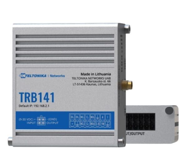 Teltonika TRB141 Industrial Rugged GPIO LTE Gateway, 4G/LTE (Cat 1), I/O Connector Block, Micro-USB, Compatible with Industrial DNP3, PSU included