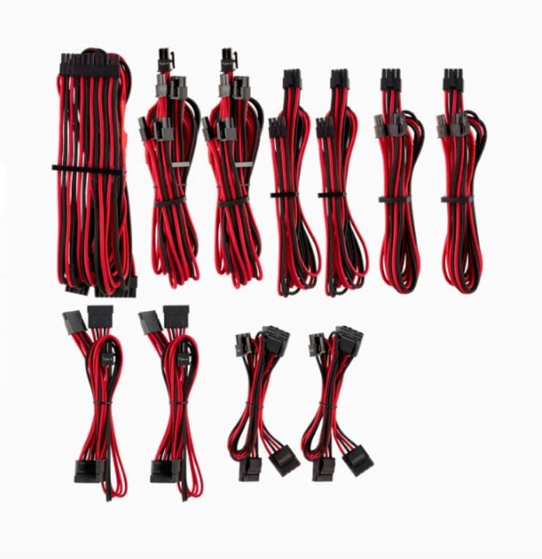 (LSFor Corsair PSU - RED/BLACK Premium Individually Sleeved DC Cable Pro Kit, Type 4 (Generation 4)