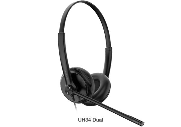 Yealink UH34 Dual Teams USB Headset, Lightweight, All Day Wearing Comfort, Ear Wideband Noise Cancelling Microphone, Leather Ear Cushions, USB-A