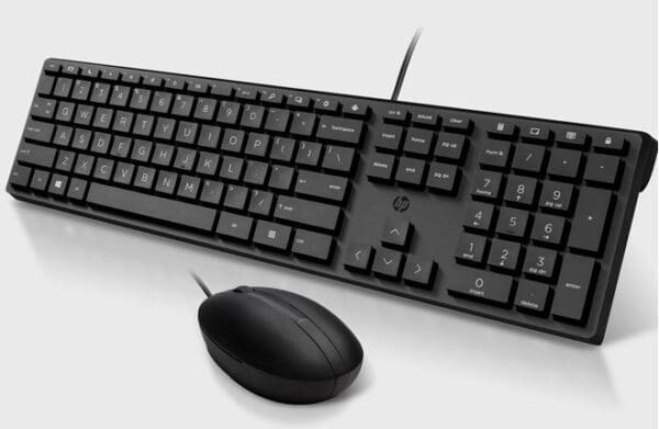 HP 225 USB Wired Keyboard Mouse Combo for Business - Full-Sized USB 3.0 Type-A Comfortable Reliable Ergonomic Plug Play Over 50% Recycled Material