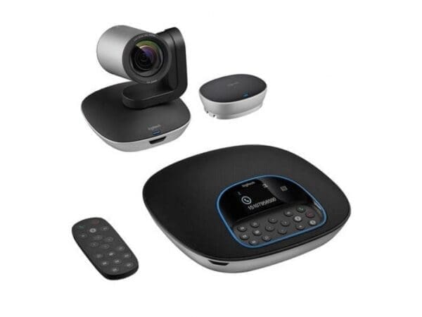 Logitech Group- Conference Cam Group HD Video Conferencing Webcam for Med-Large Meeting Rooms 1080p Pan Tilt Zoom Camera Speakerphone BT NFC