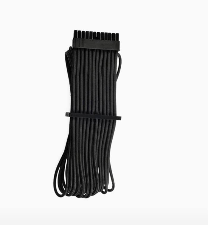 For Corsair PSU - BLACK Premium Individually Sleeved ATX 24-Pin Cable Type 4 Gen 4 – Black(LS)
