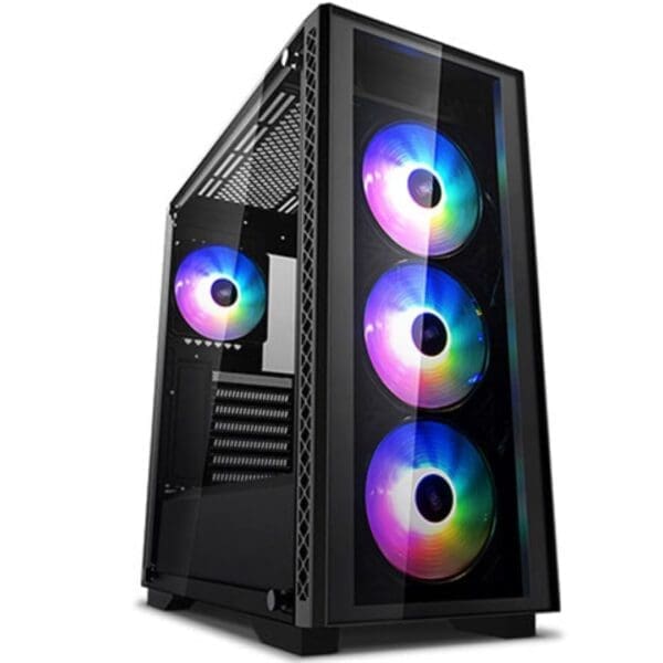 DeepCool MATREXX 50 ADD-RGB 4F LD Mid-Tower Case, Supports E-ATX MC, Tempered Glass, PSU Shroud, 4 Preinstalled ARGB Fans