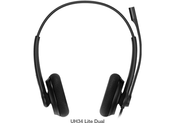 Yealink UH34 Lite Dual Teams USB Headset, Lightweight, All Day Wearing Comfort, Ear Wideband Noise Cancelling Microphone, Foamy Ear Cushions, USB-A