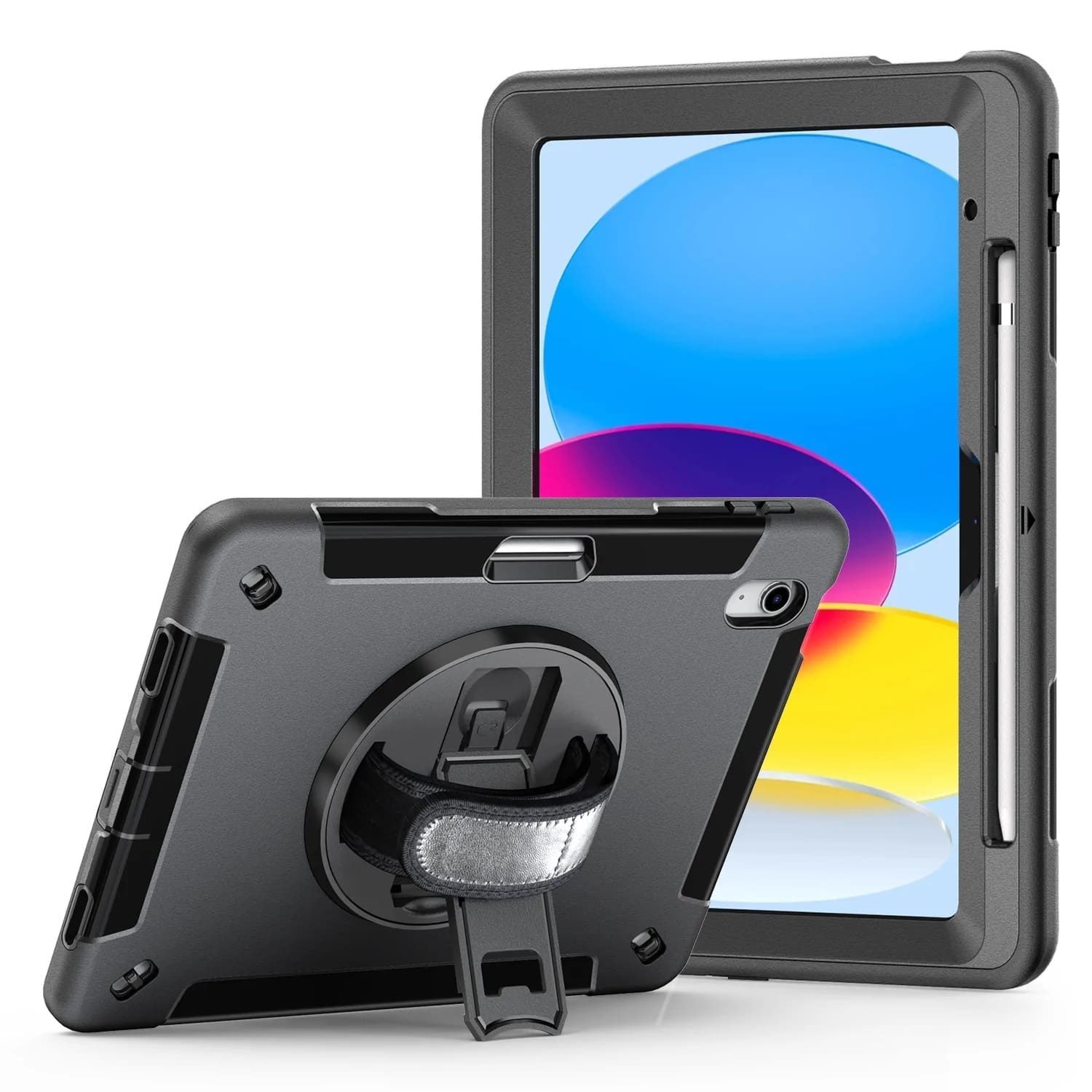 USP Rugged Apple iPad (11.0") 11th Gen (A16) / iPad 10th Gen (10.9") Case Black - Built-in-Kickstand, Adjustable Hand Strap, 3 Year Warranty