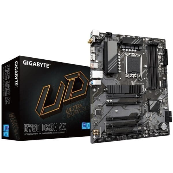 Gigabyte B760 DS3H AX Intel LGA 1700 ATX Motherboard, 4x DDR5 ~128GB, 5x PCI-E x16, 2x M.2, 4x SATA, 1x USB 3.2, 1x USB-C, 4x USB 2.0