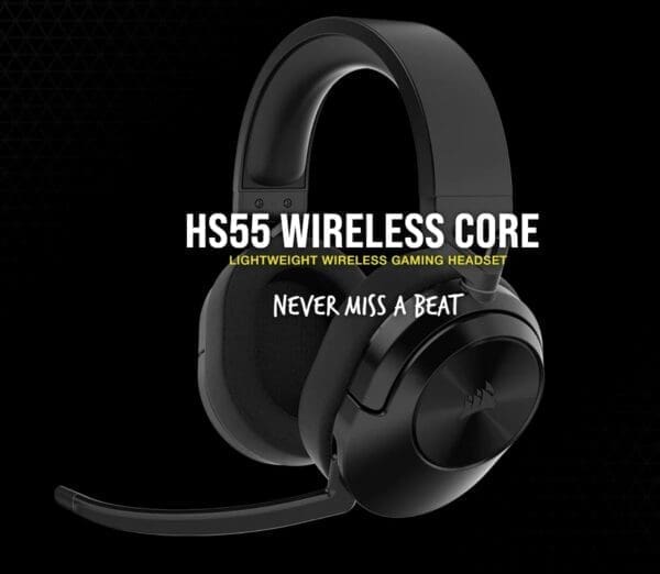 Corsair HS55 Wireless Core Carbon WL Bluetooth, PS5, Switch. Discord Certified, Ultra Comfort Foam Gaming Headset