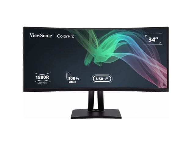 ViewSonic 34" ColorPro™ 21:9 Curved UWQHD 3440 x 1440, 90W USB-C, 100% sRGB, Delta E < 2 color Accuracy, Pre-calibrated Pro Designer Monitor (LS)