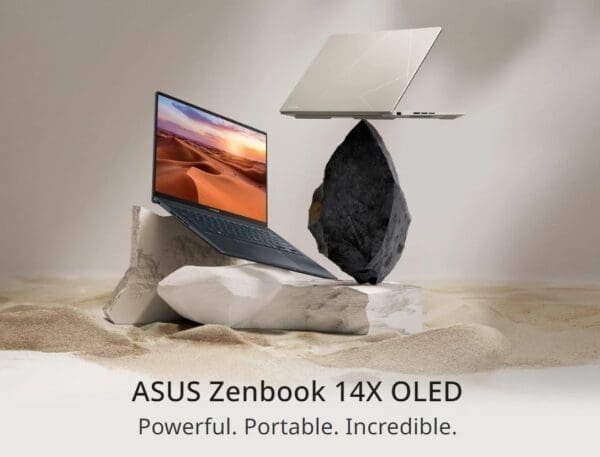 ASUS ZenBook 14X 14.5" 2.8K OLED Intel i5-13500H 16GB DDR5 512GB SSD Windows 11 Home Iris Xe Graphics ErgoSense KB Touchpad 180° Hinge 1.5kg