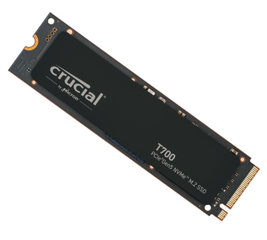 Crucial T700 2TB Gen5 NVMe SSD - 12400/11800MB/s R/W 1200TBW 1500K IOPs 1.5M hrs MTTF with DirectStorage for Intel 13th Gen AMD Ryzen 7000