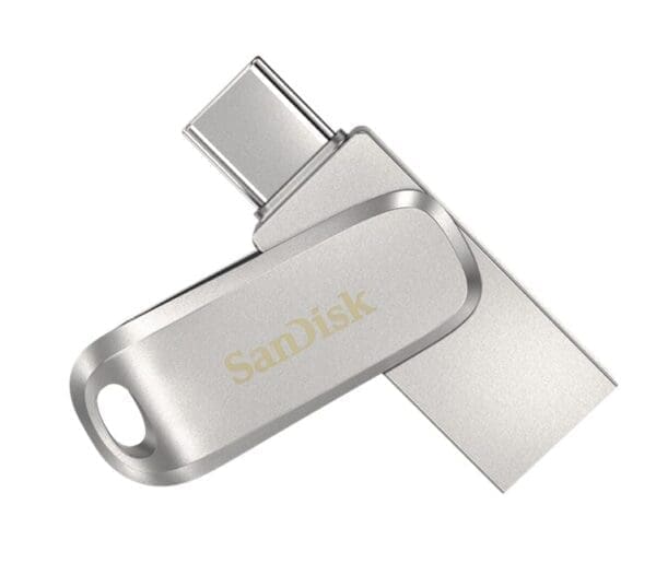 SanDisk 256GB Ultra Dual Drive Luxe USB-C USB-A Flash Drive Memory Stick 150MB/s USB3.1 Type-C Swivel for Android Smartphones Tablets Macs PCs