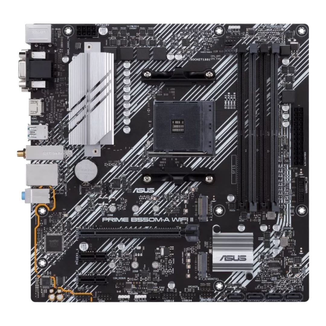 ASUS AMD B550M PRIME B550M-A WIFI II (Ryzen AM4) Micro-ATX Motherboard, DDR4, Dual M.2, PCIe 4.0, Wi-Fi 6, 1 Gb Ethernet, HDMI, DVI-D, D-Sub, SATA 6G