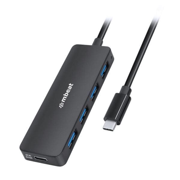 mbeat 4-Port USB-C Hub with USB-C DC Port Compact and Portable Design Flexible Device Connectivity