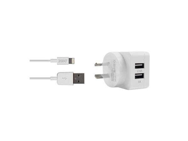 3sixT Wall Charger AU 3.4A + Lightning Cable 1m - White