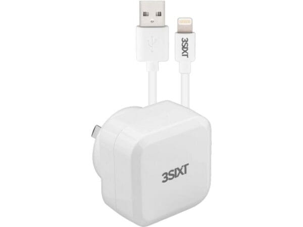 3sixT Wall Charger AU 4.8A + Lightning Cable 1m - White