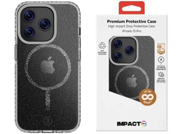 Impact Zero Galaxy - iPhone 15 Pro (MS) - Clear/Glitter - Image 3