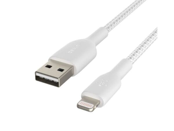 Belkin Lightning to USB-A Braided Cable, 1m - White - Image 2