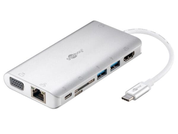 Goobay USB-C ADAP/HDMI+2xUSB3.0+CR+C+RJ45+VGA SILVER