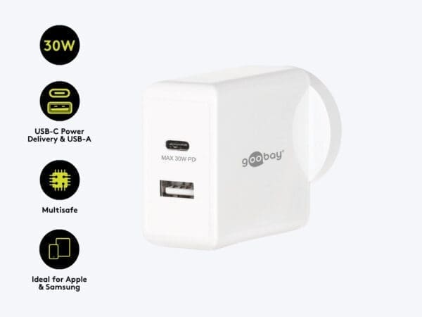 Goobay Wall Charger ANZ 30W USB-C PD + 2.4A - White