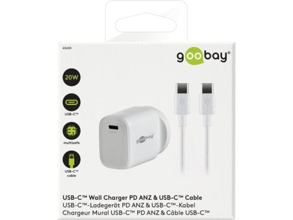 Goobay Wall Charger ANZ 20W USB-C PD + USB-C to USB-C - W - Image 2