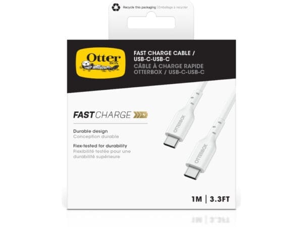 OtterBox Standrd Cable USB C-C 1M USB-PD White - Image 2