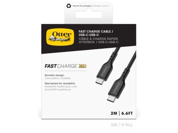 OtterBox Standrd Cable USB C-C 2M USB-PD Black - Image 2