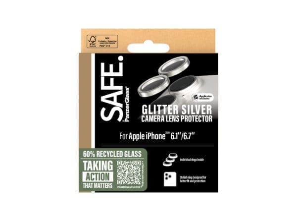 SAFE by Panzer Cam LP -iPhone 16/Plus - Glitter Silver - Image 3