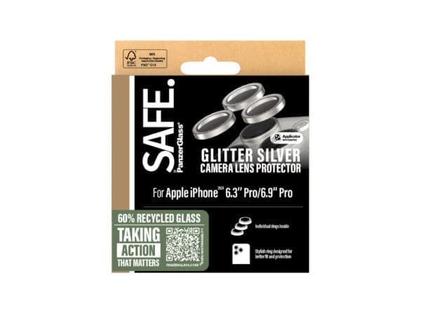 SAFE by Panzer Cam LP-iPhone 16 Pro/ProMax-Glitter Silver - Image 3