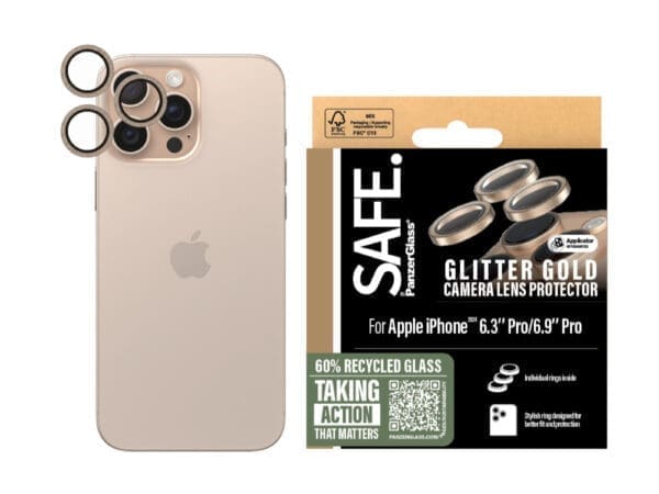 SAFE by Panzer Cam LP -iPhone 16 Pro/ProMax - Glitter Gold - Image 2