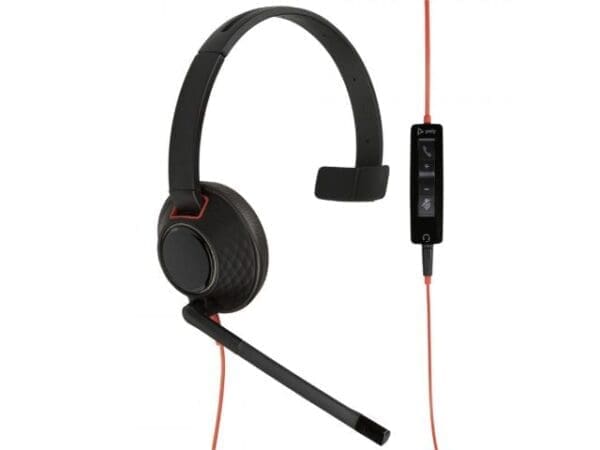 Plantronics/Poly Blackwire 5210 Headset USB-A, 3.5mm corded, Monaural, Noise canceling, Dynamic EQ, SoundGuard, Call control, Leatherette earcups - Image 2