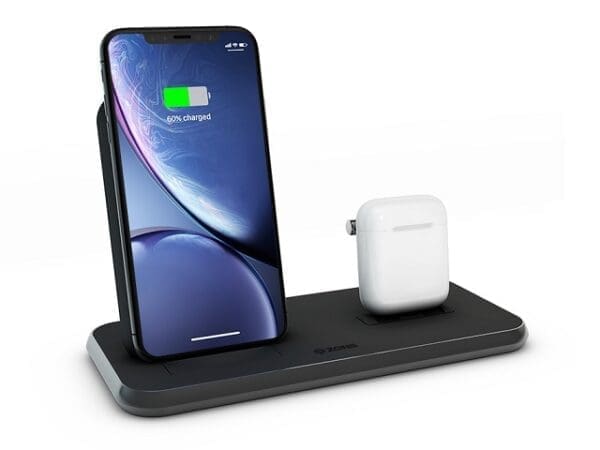 ZENS Aluminium Dual Wireless Charger+Dock+USB 10W Black