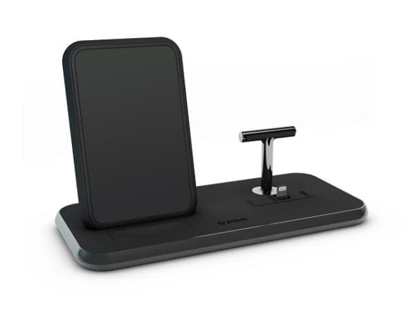 ZENS Aluminium Dual Wireless Charger+Dock+USB 10W Black - Image 2