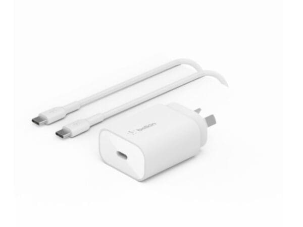 Belkin 25W USB-C Wall Charger w/PPS, USB-C-USB-C Cbl, White