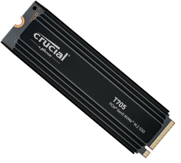 Crucial T705 4TB Gen5 NVMe SSD Heatsink - 14100/12600 MB/s R/W 2400TBW 1500K IOPs 1.5M hrs MTTF DirectStorage for Intel 14th Gen AMD Ryzen 7000