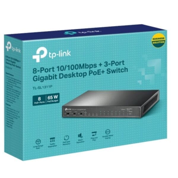 TP-Link TL-SL1311P 8-Port 10/100Mbps + 3-Port Gigabit Desktop Switch with 8-Port PoE+