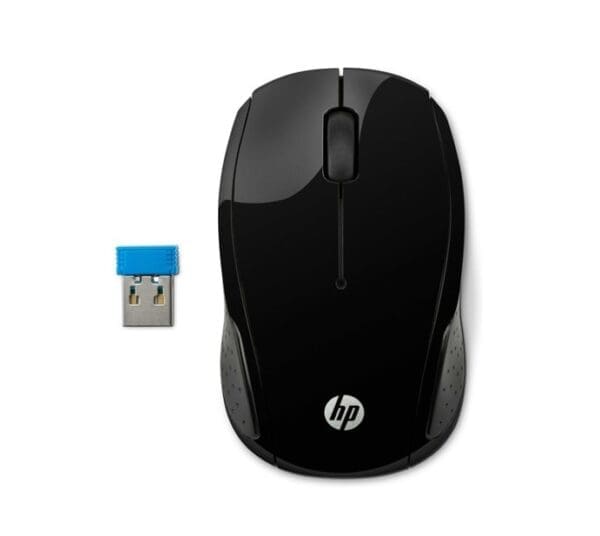 HP 200 Wireless Mouse Radio Frequency USB Optical 2 Button Black 1000 dpi Scroll Wheel Symmetrica