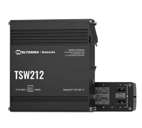 Teltonika TSW212 Managed Ethernet Switch, L2 with additional L3 Features, Supports Profinet, 8 x Gigabit Ethernet Ports, 2 x SFP Ports, PSU excluded