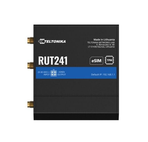 Teltonika RUT241 eSIM™ Industrial 4G Router Global Version, Instant LTE Failover, Compact and Powerful Industrial 4G LTE Router/Firewall, PSU included