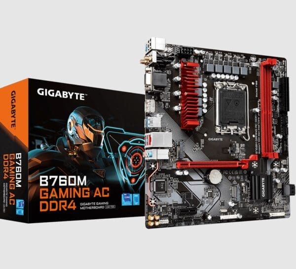 Gigabyte B760M GAMING AC DDR4 Intel LGA 1700 ATX Motherboard, 2x DDR4 ~64GB, PCI-E x16, M.2, 4x SATA, 5x USB 3.2, 2x USB 2.0