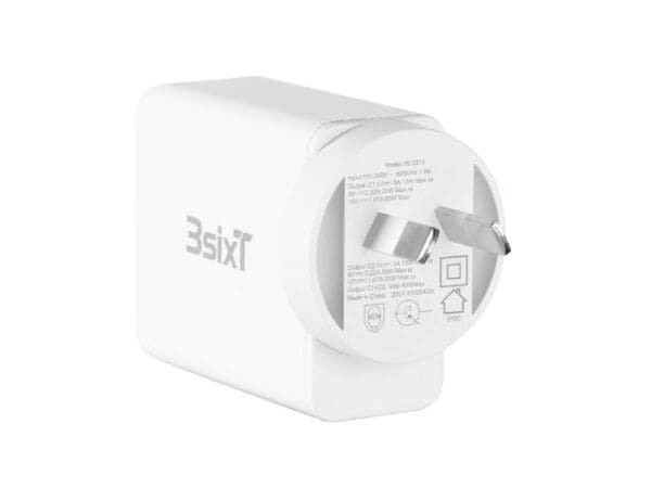 3sixT Wall Charger AU 40W Dual USB-C PD20W + PD20W - White - Image 2