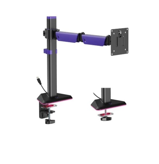 Brateck LDT89-C012L Articulating RGB Lighting Gaming Monitor Arm Matte Black, Fit Screen Size: 17"-40" Up to 12 KG (LS)