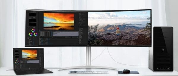 LG 49" 32:9 UltraWide Dual QHD Nano IPS™ 5120x1440 Curved -USB C, HDMI, DP, HDR400, USB-C (90w PD) Height Adjus, Speaker, Professional Monitor