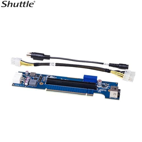 Shuttle XPCs Add-On Cards includes a PCIe riser card with a Molex power cable and a power extender cable