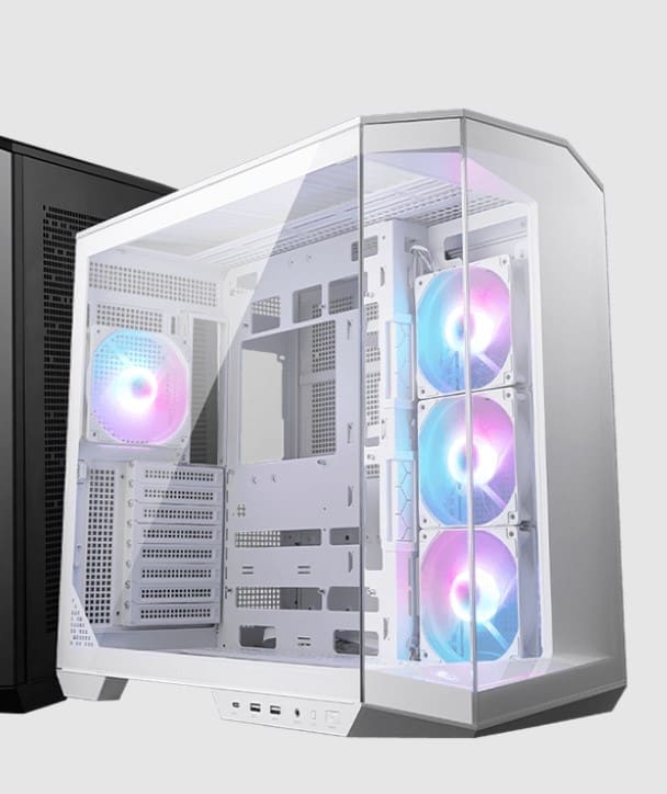 MSI MAG PANO 100R PZ WHITE Micro ATX Case, 2 x USB 5Gbps , 1x USB C 20Gbps, 1 x Audio-Out / Mic,, 3x 2.5", 2x 3.5", Micro ATX / Mini ITX(NEW)