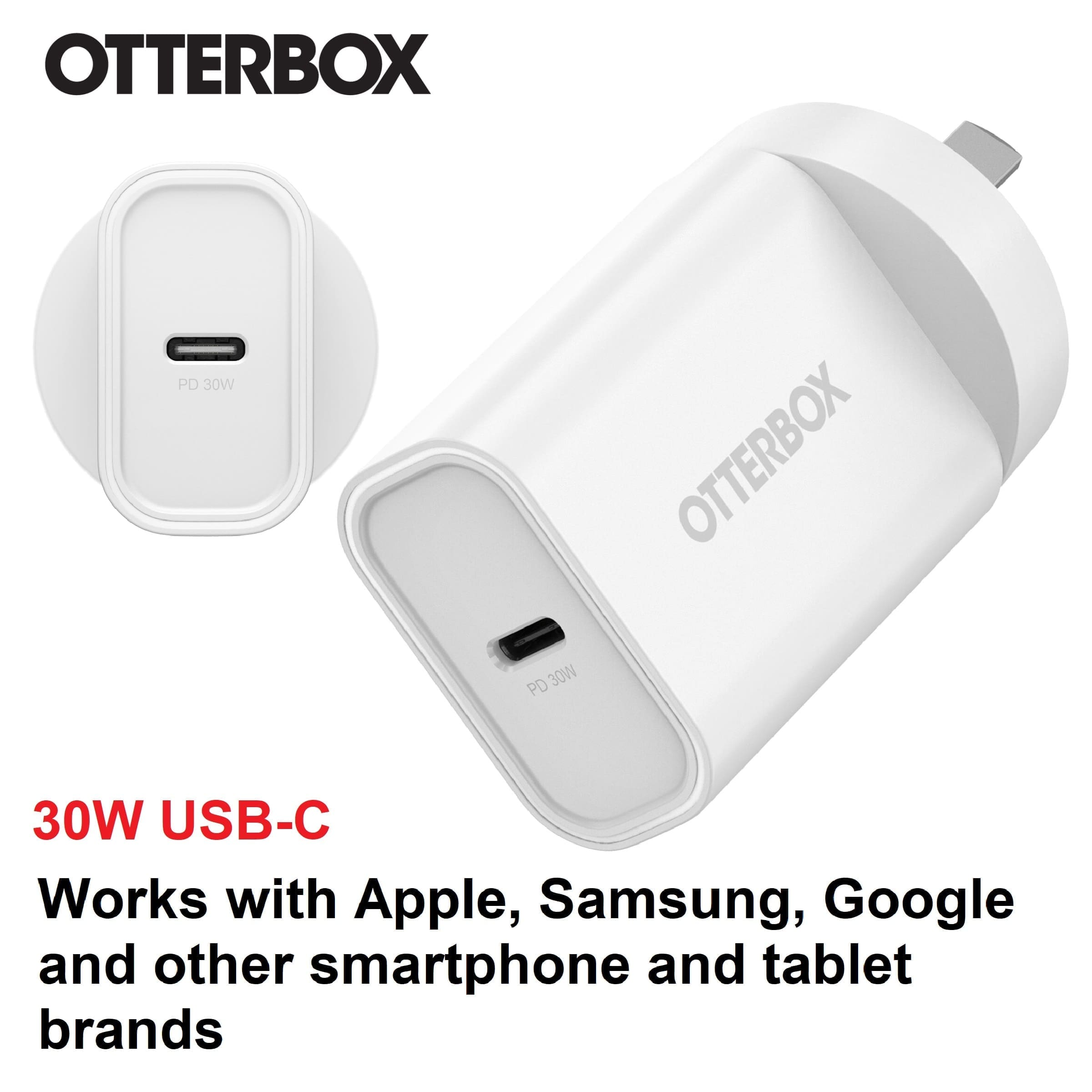 OtterBox 30W USB-C (Type I) PD Fast Wall Charger - White (78-81353), Compact, Drop Tested,Safe Smart Charging,Best for Apple, 2 Years Warranty